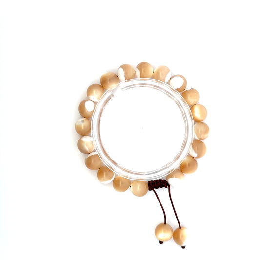 Adjustable Mother of Pearl Bracelet – Natural Iridescent Gemstone