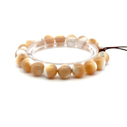 Adjustable Mother of Pearl Bracelet – Natural Iridescent Gemstone