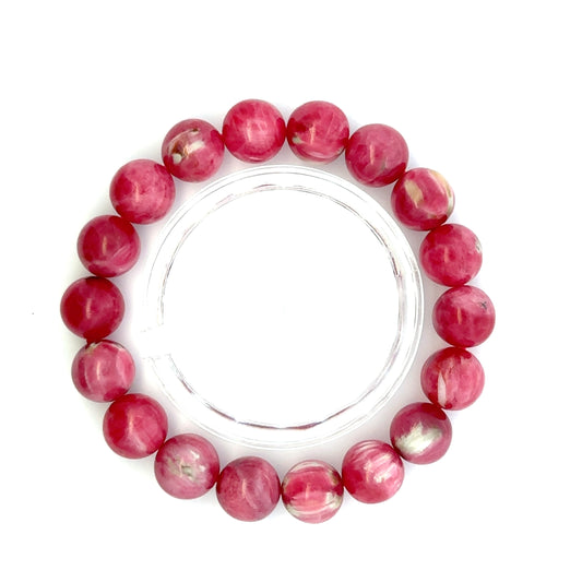 Rare Rhodonite Bracelet – Natural Pink Gemstone Jewelry