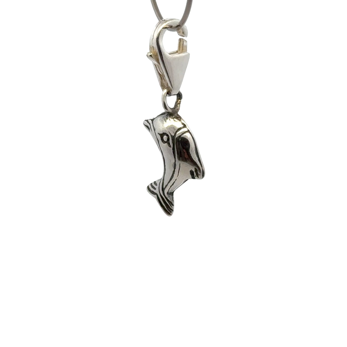 925 Sterling Silver Dolphin Charm with Tear-drop - Lobster Clasp