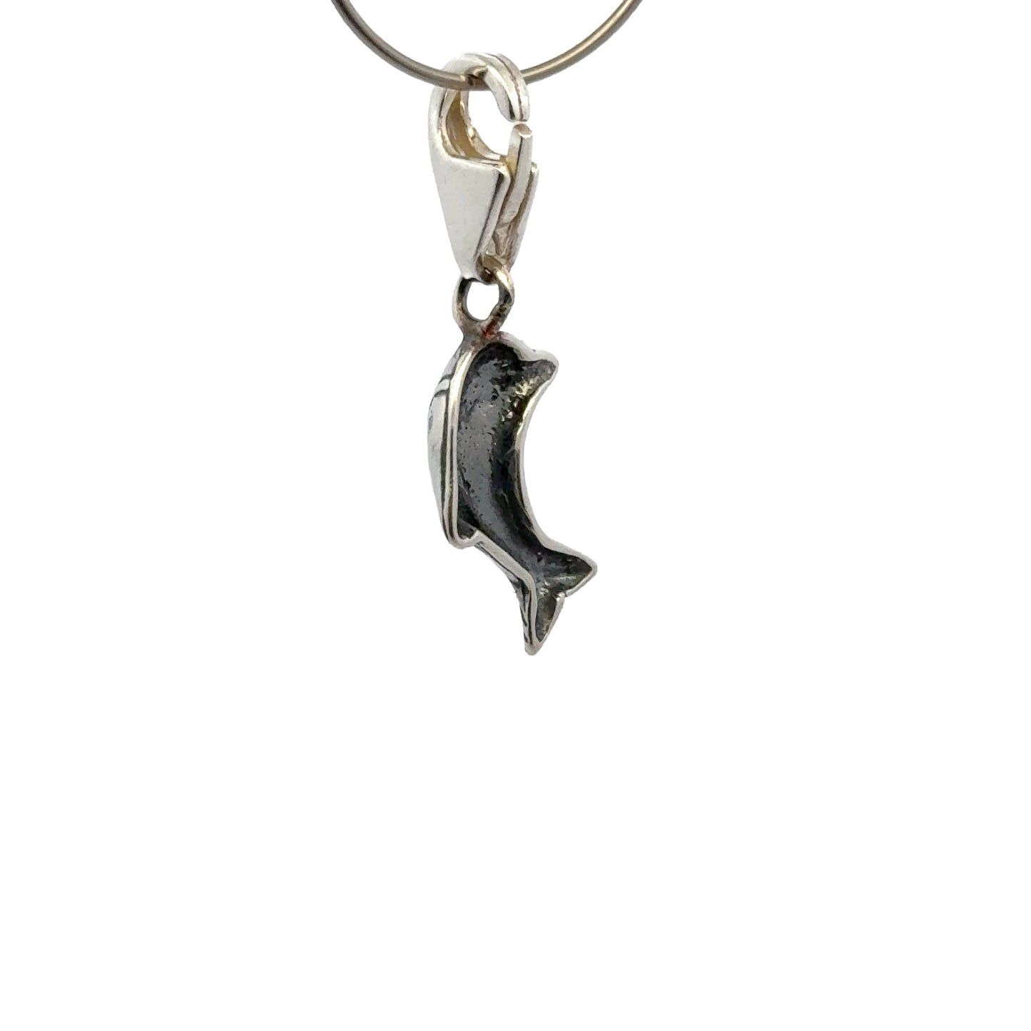 925 Sterling Silver Dolphin Charm with Tear-drop - Lobster Clasp