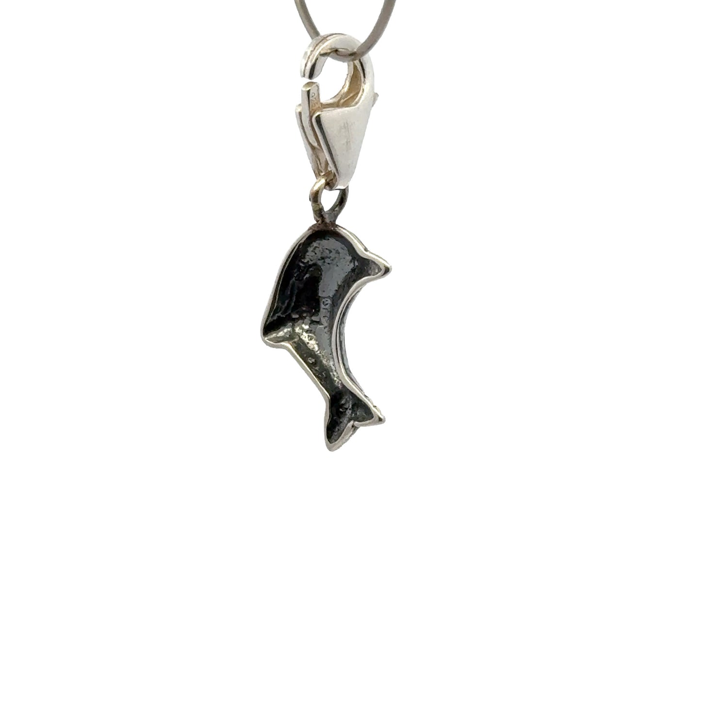 925 Sterling Silver Dolphin Charm with Tear-drop - Lobster Clasp