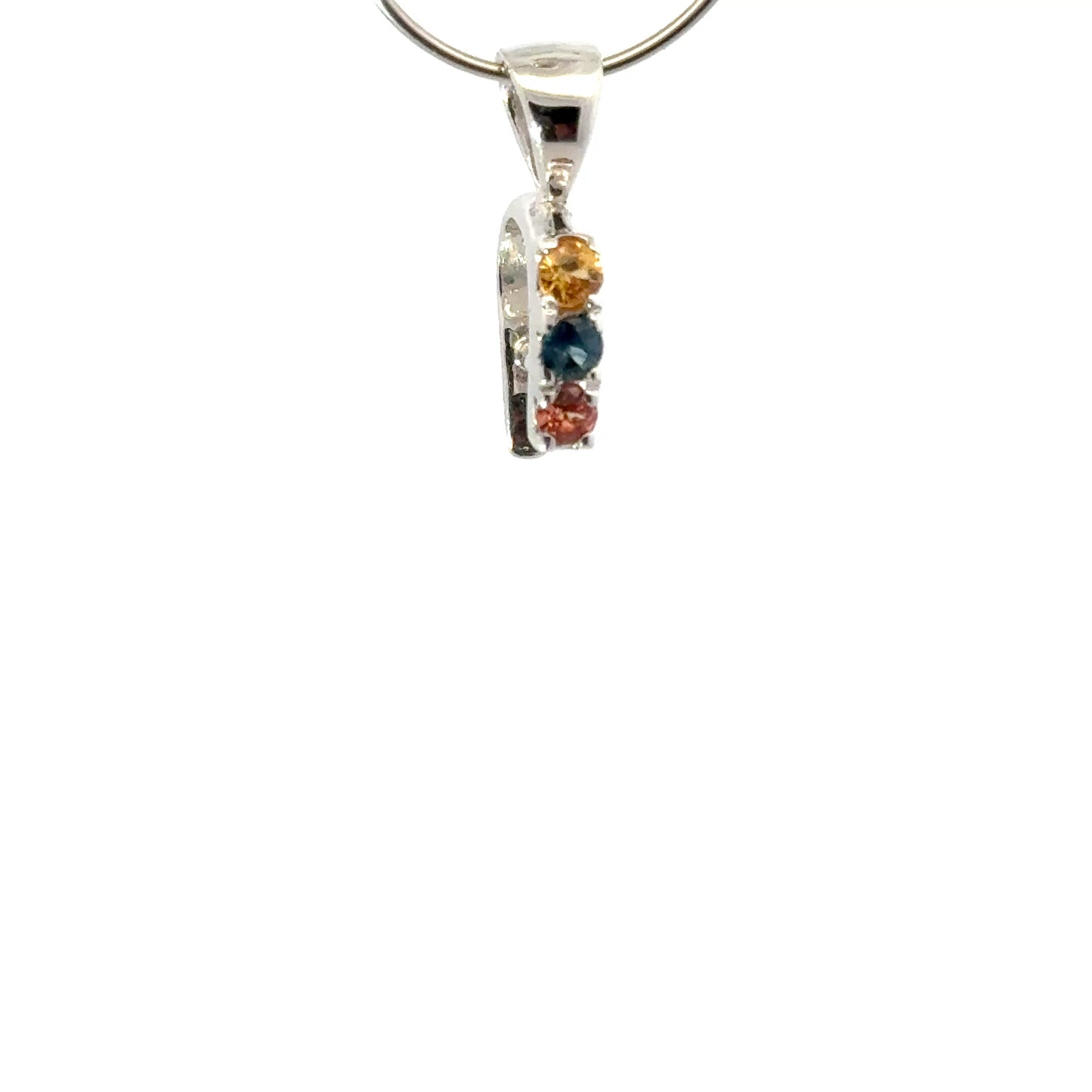 Handmade 925 Sterling Silver 1 Row Rectangular Bail with Sapphire