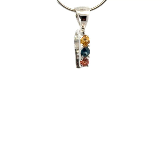 Handmade 925 Sterling Silver 1 Row Rectangular Bail with Sapphire