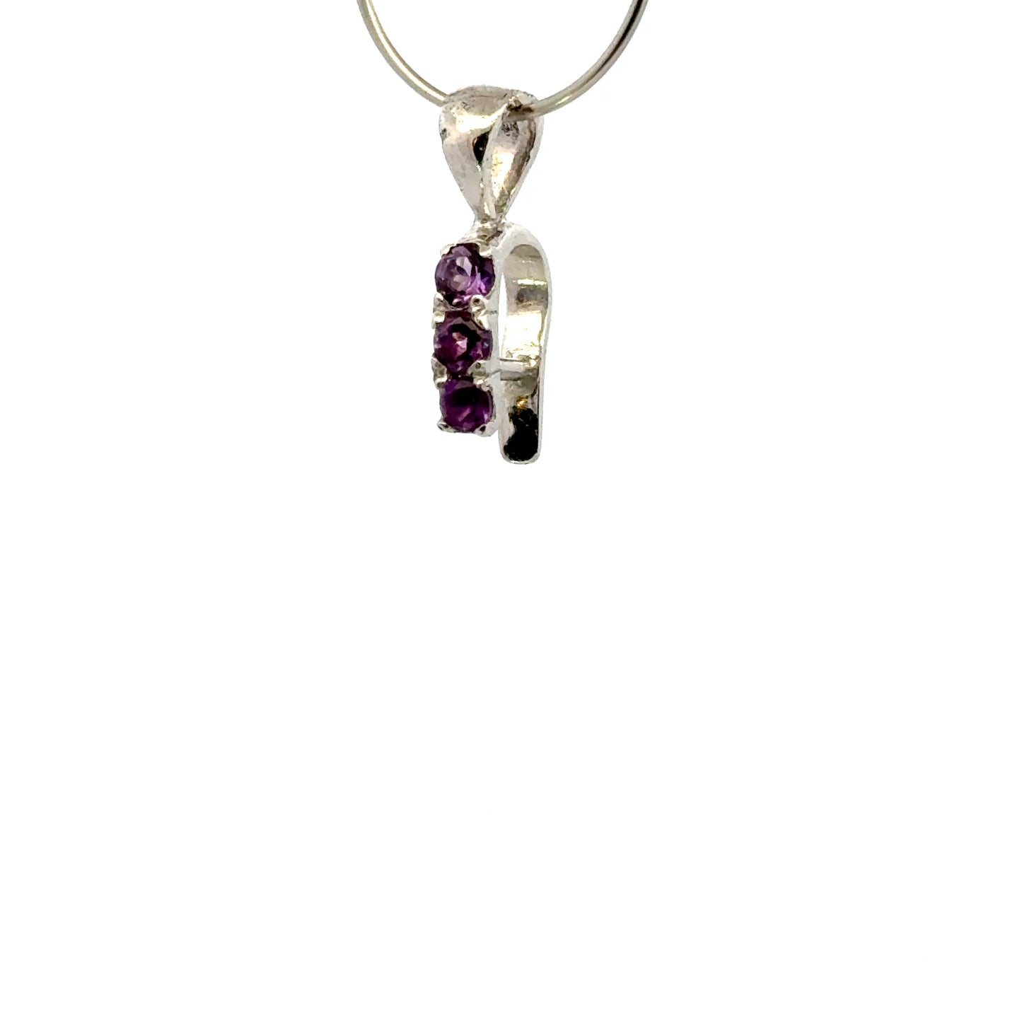 Handmade 925 Sterling Silver 1 Row Rectangular Bail with Amethyst