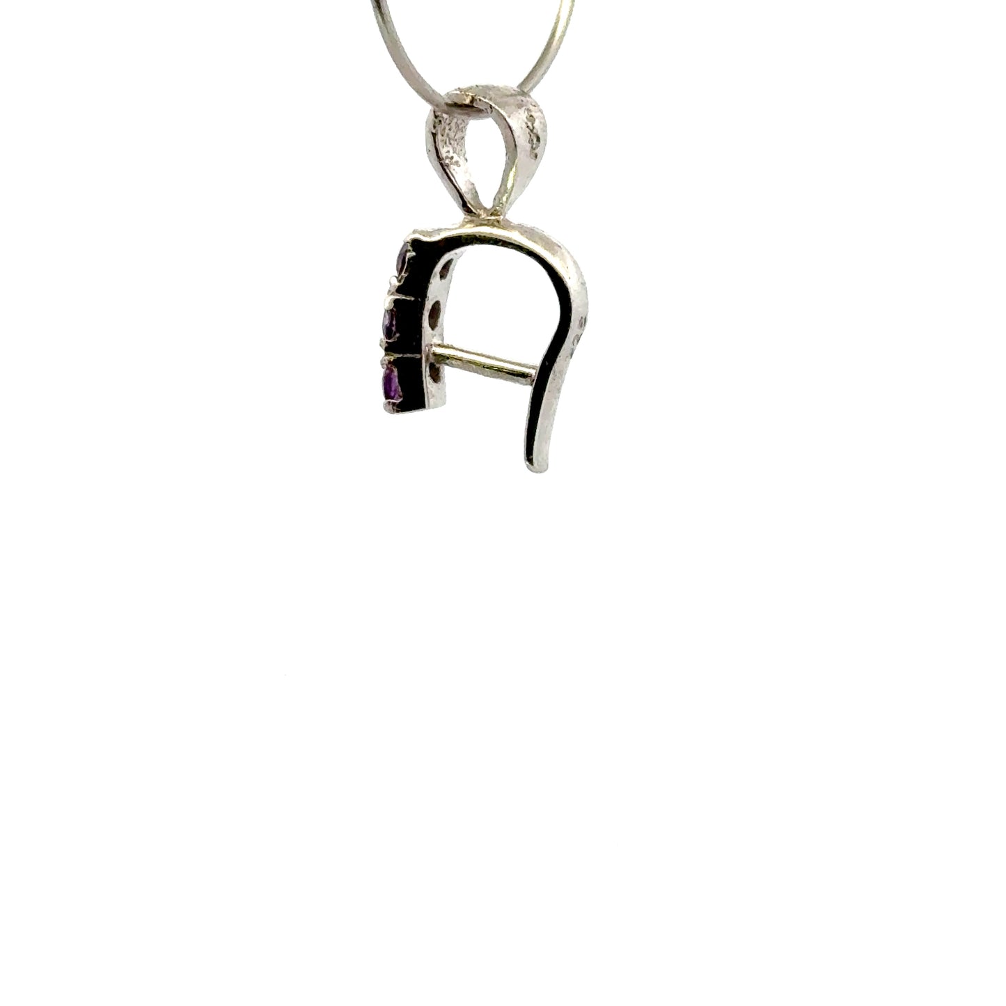 Handmade 925 Sterling Silver 1 Row Rectangular Bail with Amethyst