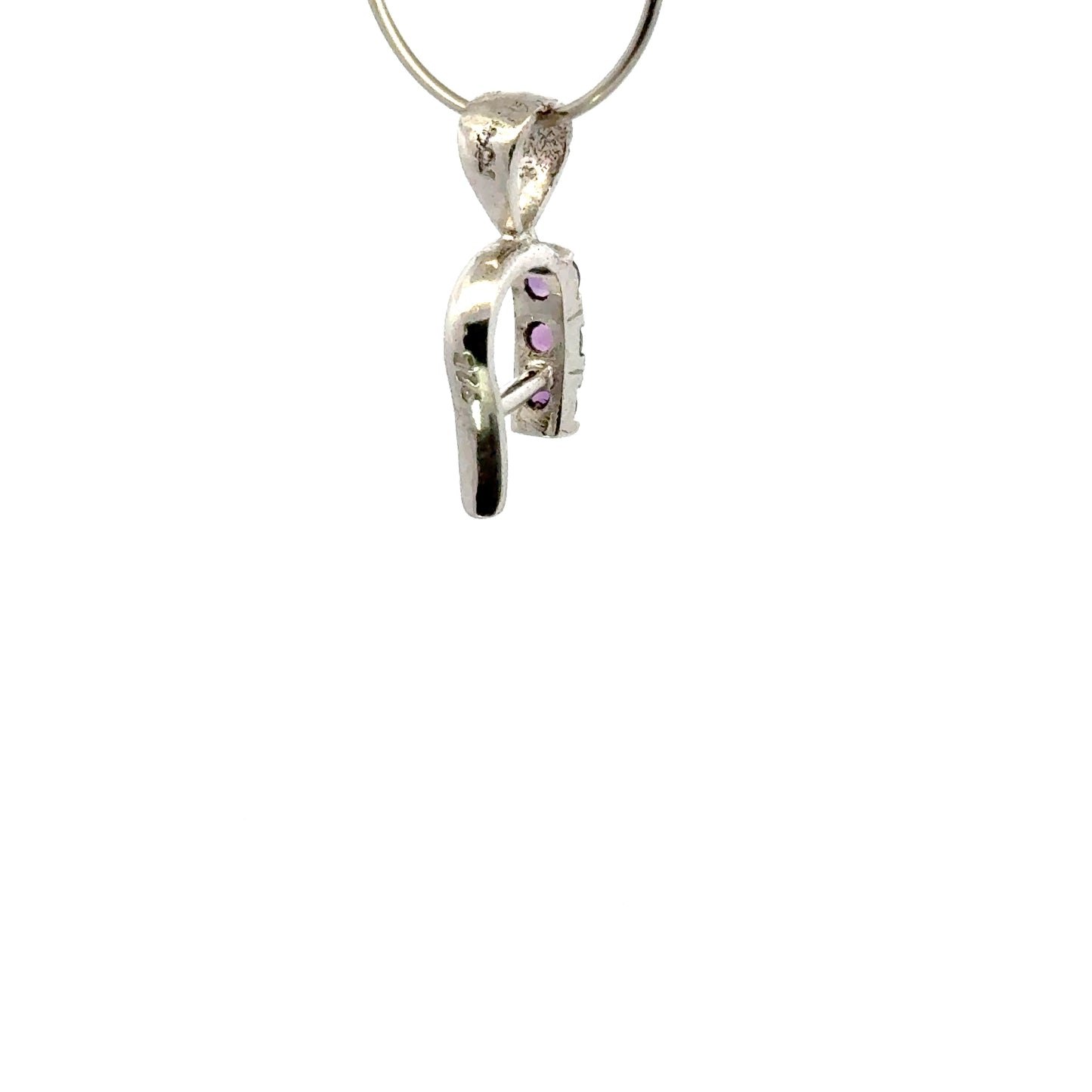 Handmade 925 Sterling Silver 1 Row Rectangular Bail with Amethyst