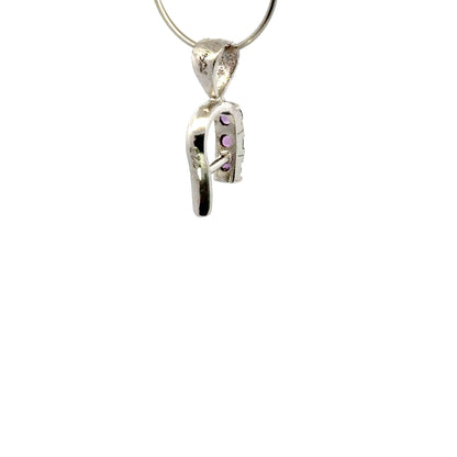 Handmade 925 Sterling Silver 1 Row Rectangular Bail with Amethyst