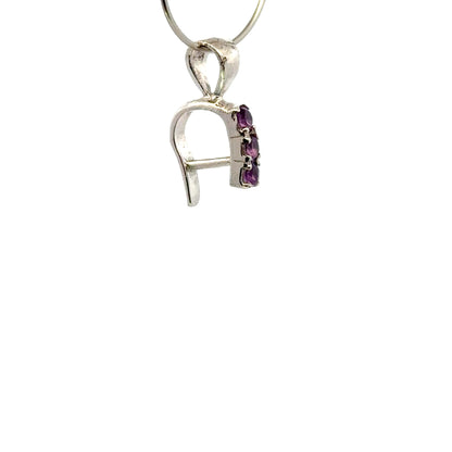 Handmade 925 Sterling Silver 1 Row Rectangular Bail with Amethyst