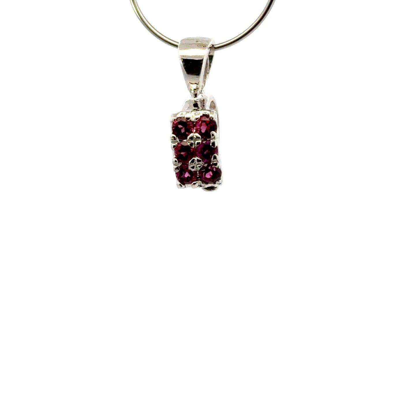 Handmade 925 Sterling Silver 2 Row Rectangular Bail with Rhodolite Garnet