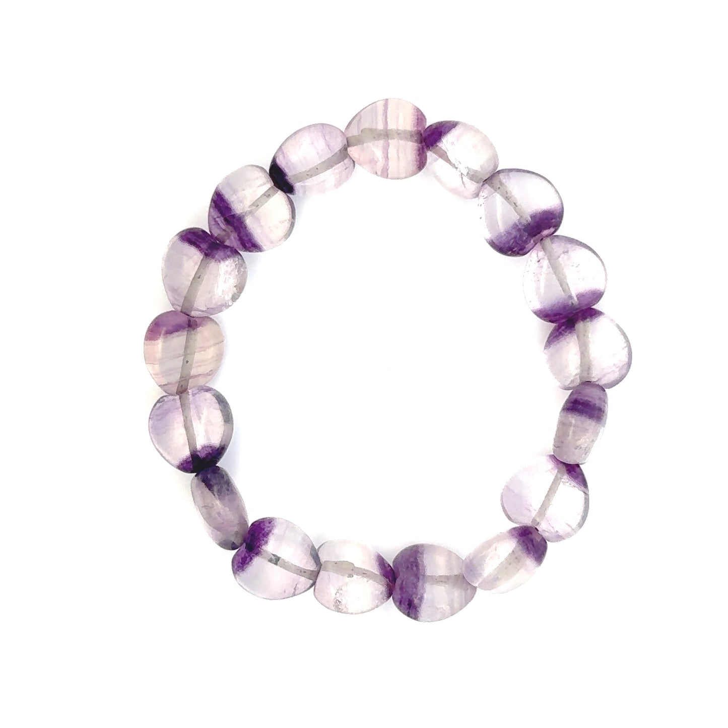 Purple Fluorite Heart Shaped Bracelet – Natural Gemstone Jewelry - (AA Quality)