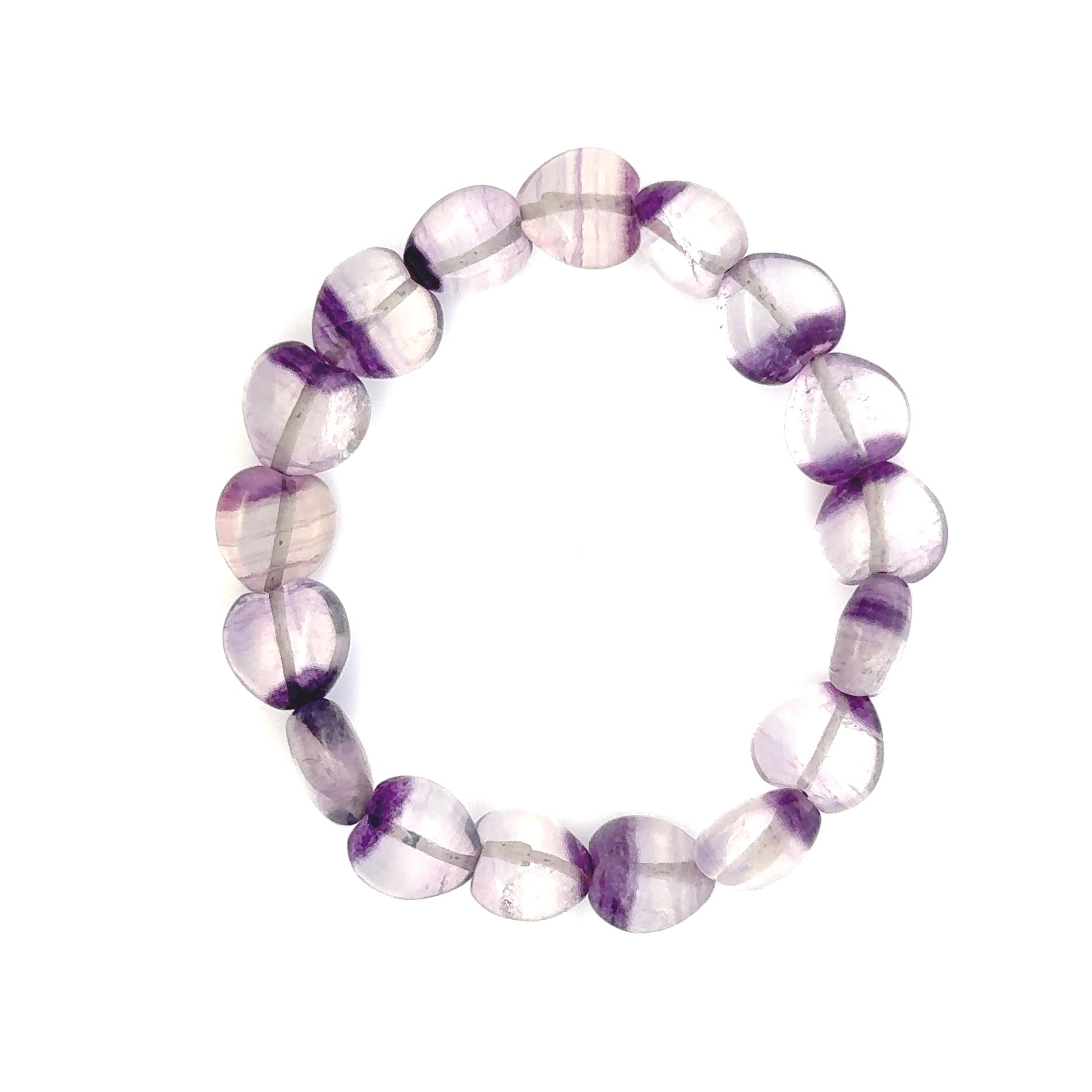 Purple Fluorite Heart Shaped Bracelet – Natural Gemstone Jewelry - (AA Quality)