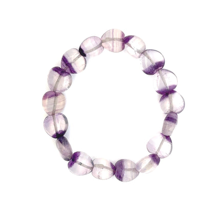 Purple Fluorite Heart Shaped Bracelet – Natural Gemstone Jewelry - (AA Quality)
