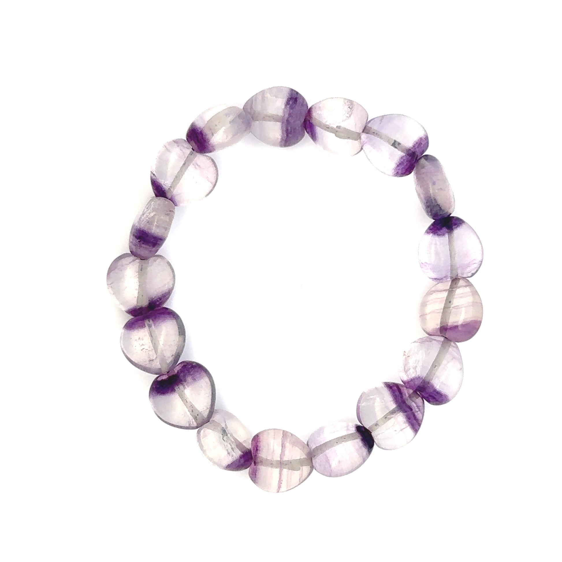 Purple Fluorite Heart Shaped Bracelet – Natural Gemstone Jewelry - (AA Quality)