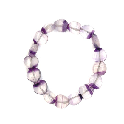 Purple Fluorite Heart Shaped Bracelet – Natural Gemstone Jewelry - (AA Quality)