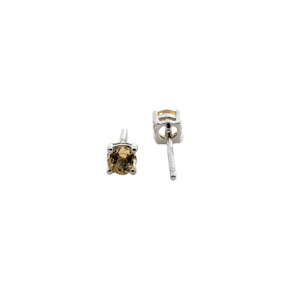 Handmade Round Citrine Earrings in 925 Sterling Silver - Prong Set Style