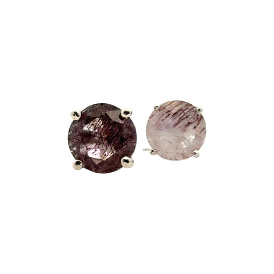 Handmade Round Sacred Seven Earrings in 925 Sterling Silver - Prong Set Style