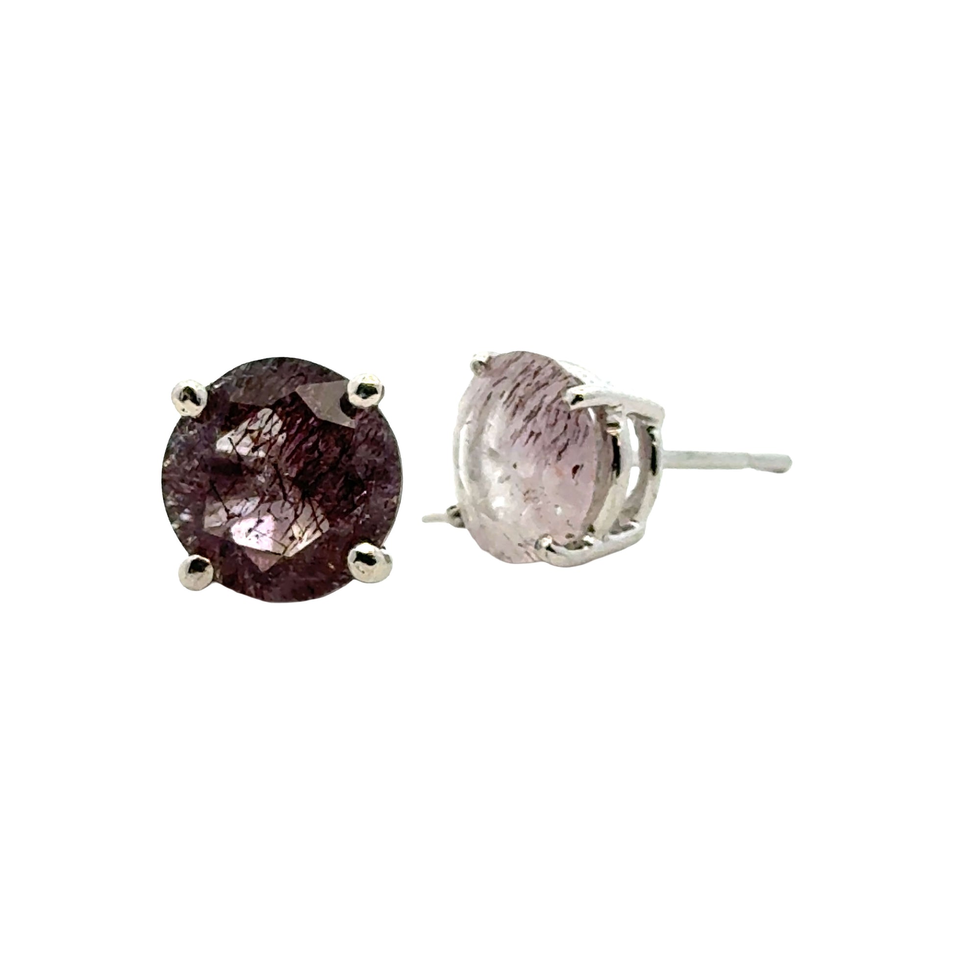 Handmade Round Sacred Seven Earrings in 925 Sterling Silver - Prong Set Style