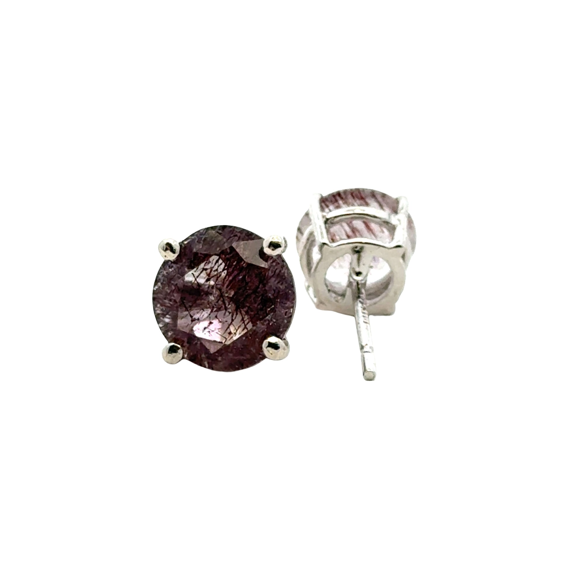 Handmade Round Sacred Seven Earrings in 925 Sterling Silver - Prong Set Style