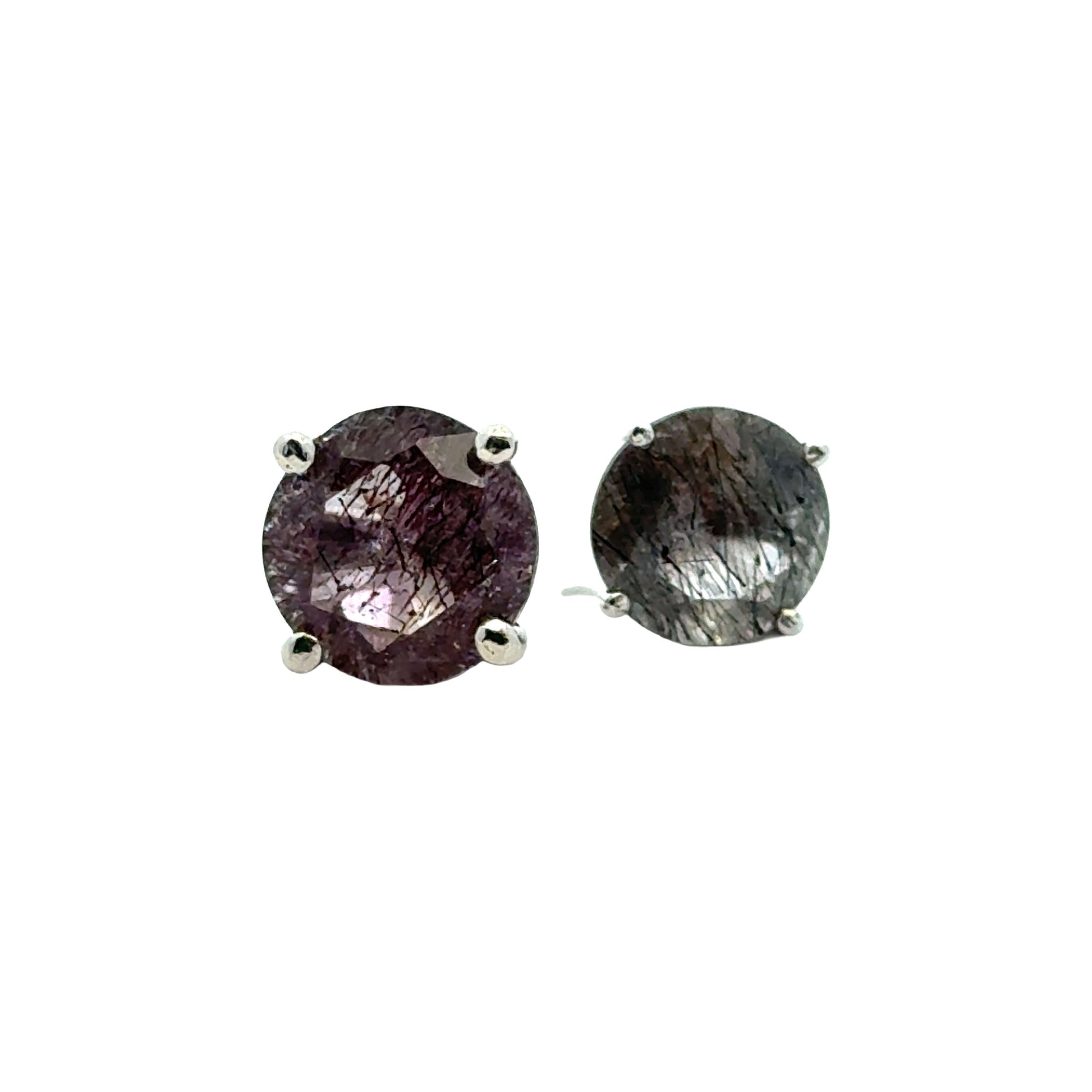 Handmade Round Sacred Seven Earrings in 925 Sterling Silver - Prong Set Style