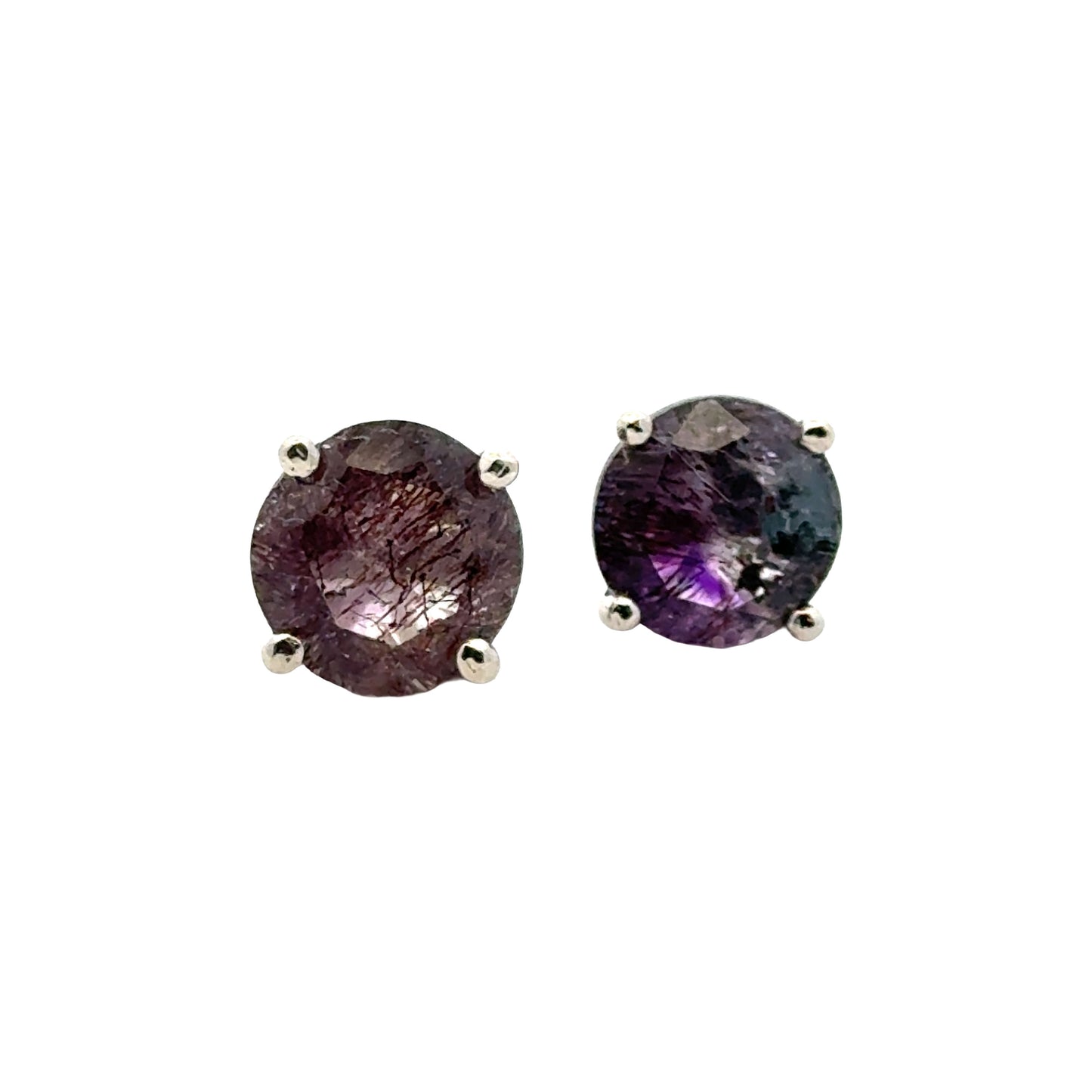 Handmade Round Sacred Seven Earrings in 925 Sterling Silver - Prong Set Style