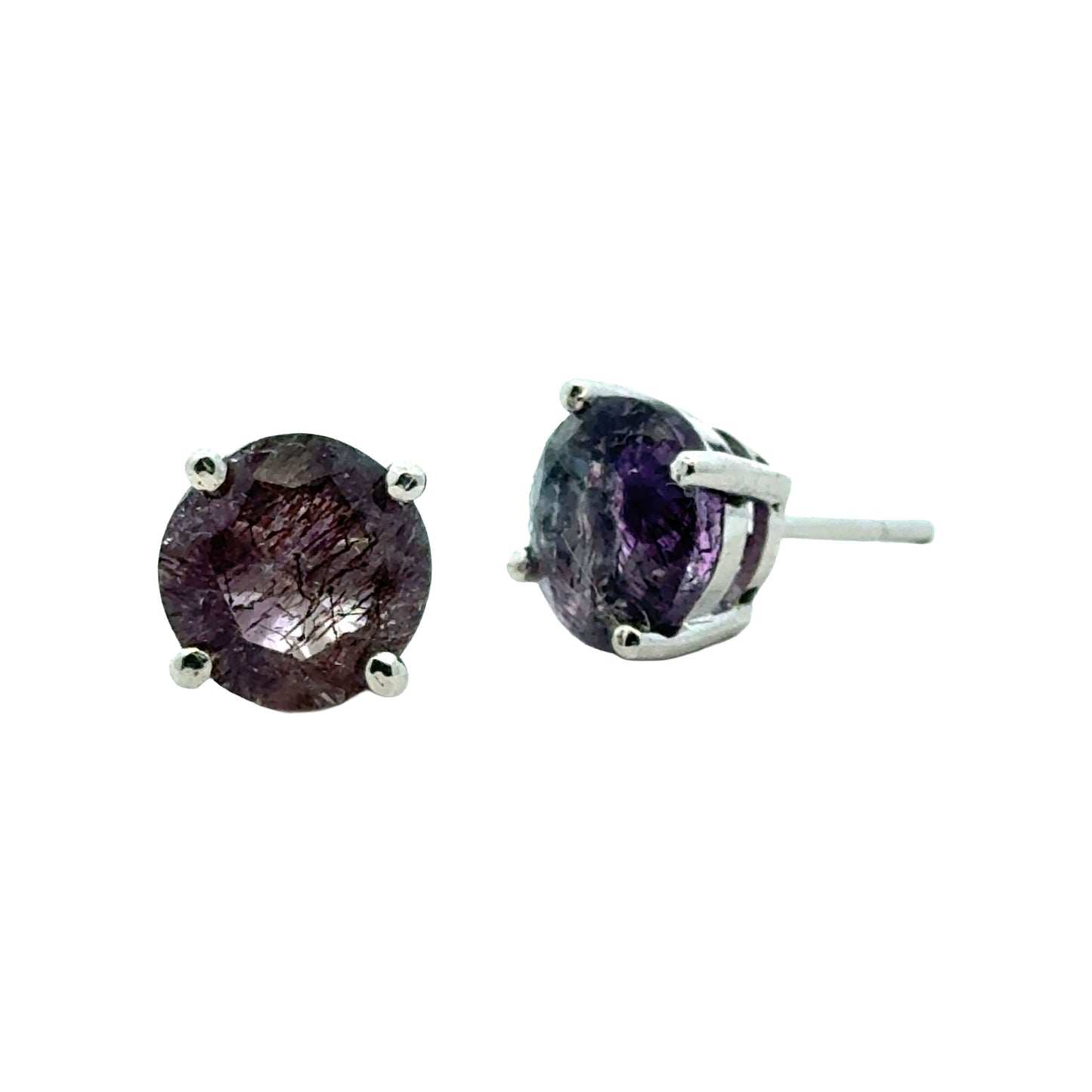 Handmade Round Sacred Seven Earrings in 925 Sterling Silver - Prong Set Style