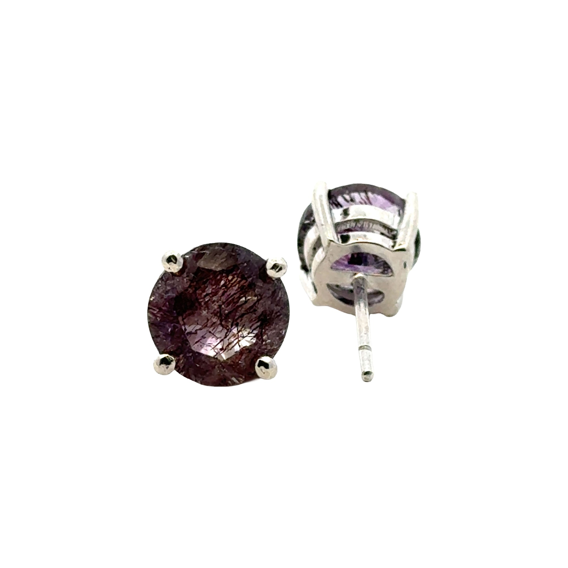 Handmade Round Sacred Seven Earrings in 925 Sterling Silver - Prong Set Style
