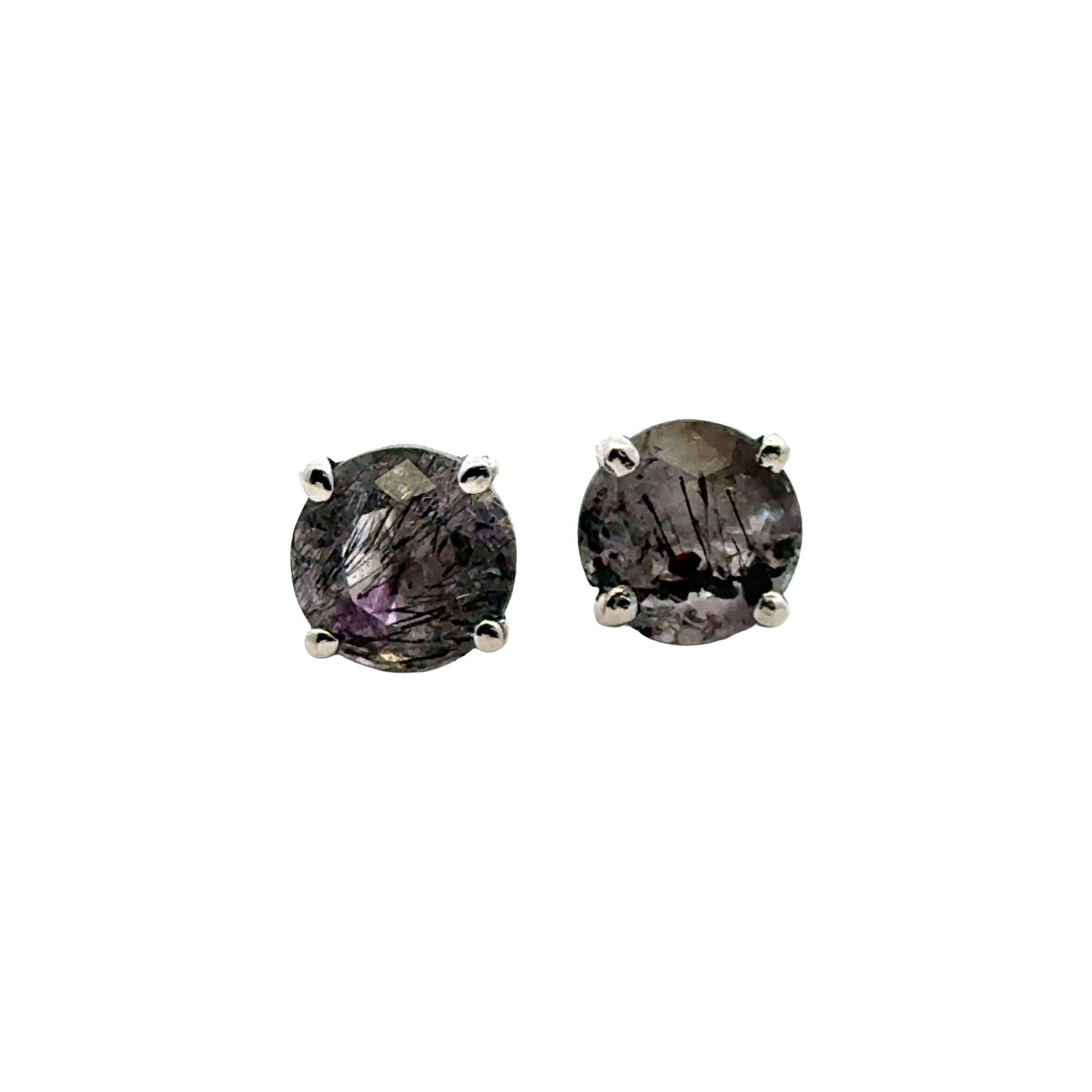 Handmade Round Sacred Seven Earrings in 925 Sterling Silver - Prong Set Style