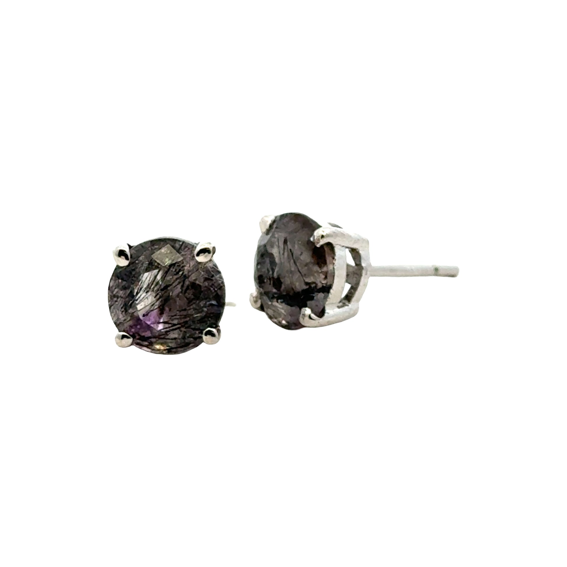 Handmade Round Sacred Seven Earrings in 925 Sterling Silver - Prong Set Style