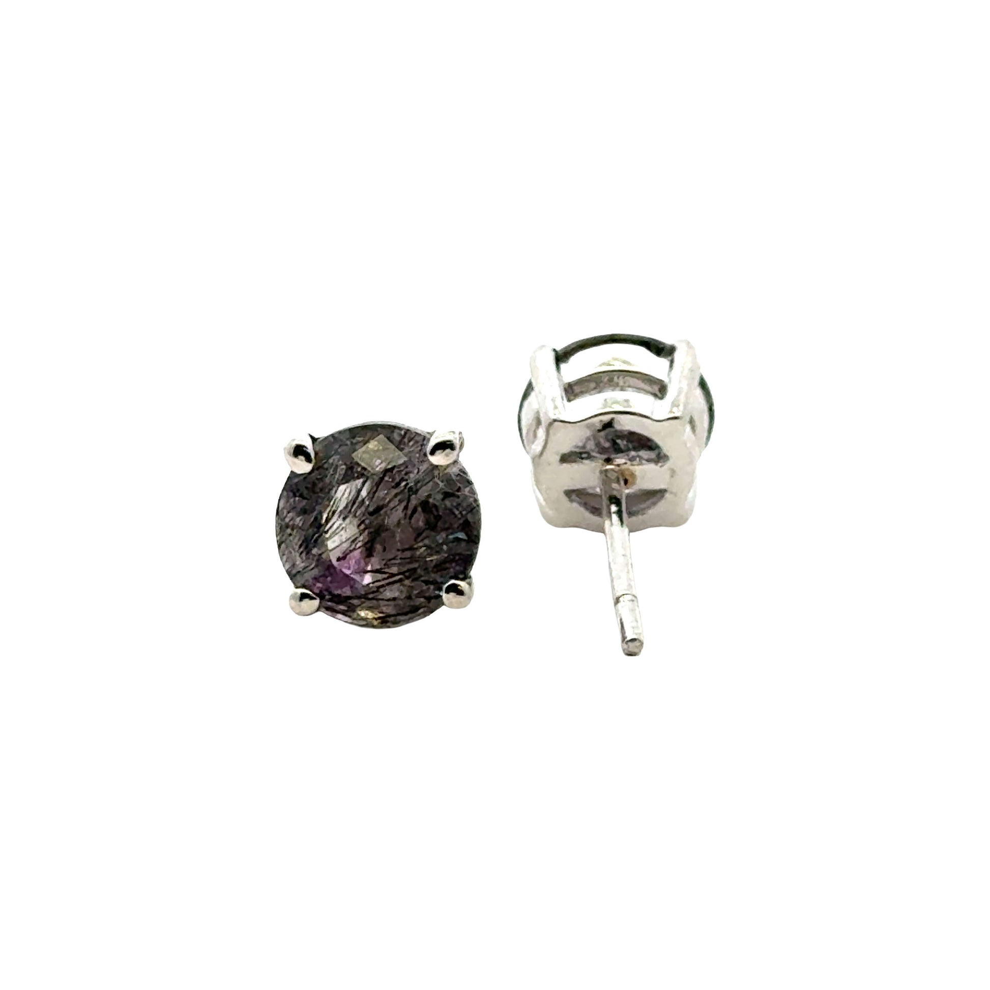 Handmade Round Sacred Seven Earrings in 925 Sterling Silver - Prong Set Style