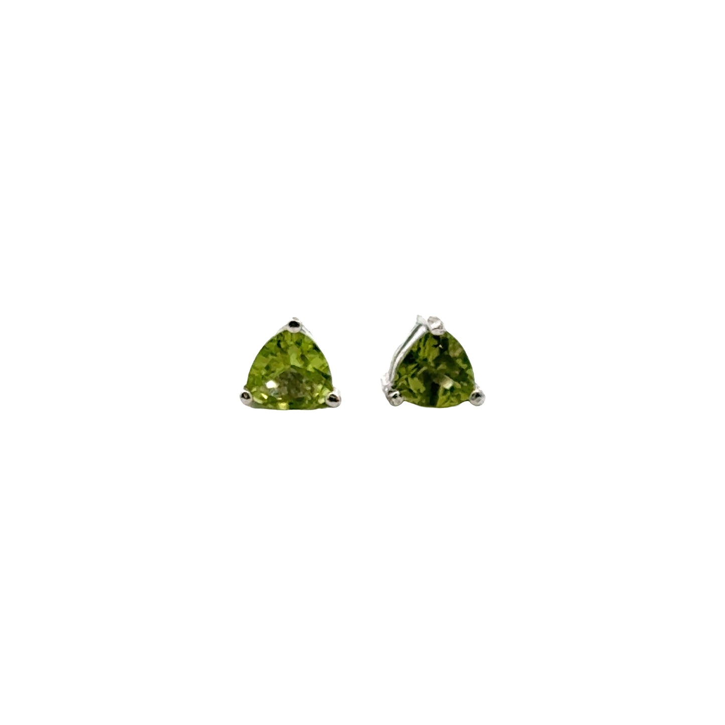 Handmade Triangle Peridot Earrings in 925 Sterling Silver - Prong Set Style