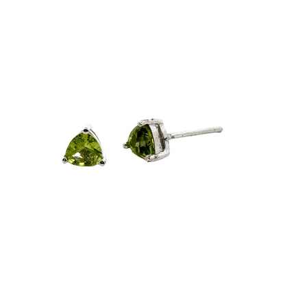Handmade Triangle Peridot Earrings in 925 Sterling Silver - Prong Set Style
