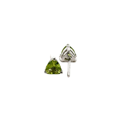 Handmade Triangle Peridot Earrings in 925 Sterling Silver - Prong Set Style
