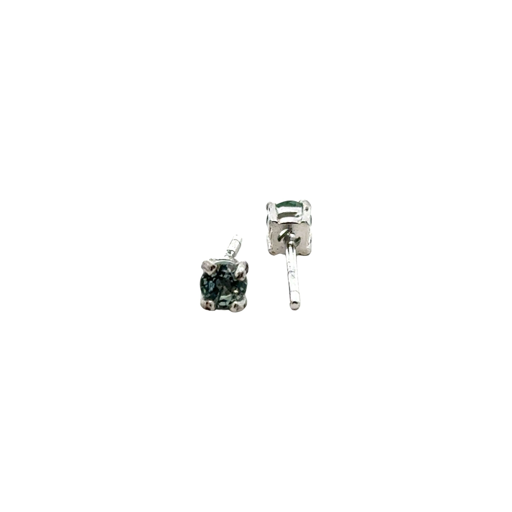 Handmade Round Sapphire Earrings in 925 Sterling Silver - Prong Set Style