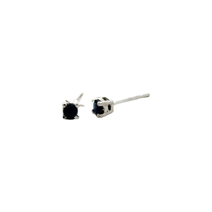 Handmade Round Sapphire Earrings in 925 Sterling Silver - Prong Set Style