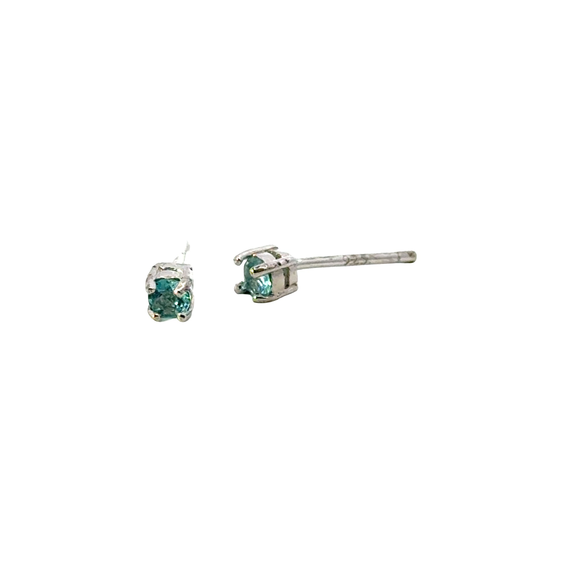 Handmade Round Sapphire Earrings in 925 Sterling Silver - Prong Set Style
