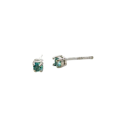 Handmade Round Sapphire Earrings in 925 Sterling Silver - Prong Set Style