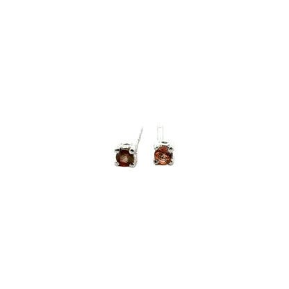 Handmade Round Andalusite Earrings in 925 Sterling Silver - Prong Set Style