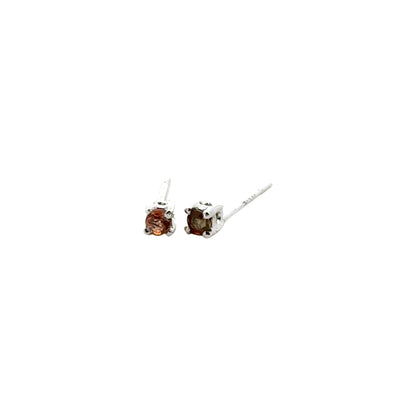 Handmade Round Andalusite Earrings in 925 Sterling Silver - Prong Set Style