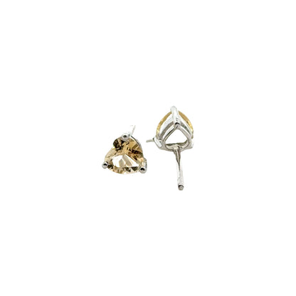 Handmade Heart Shaped Triangle Citrine Earrings in 925 Sterling Silver - Prong Set Style