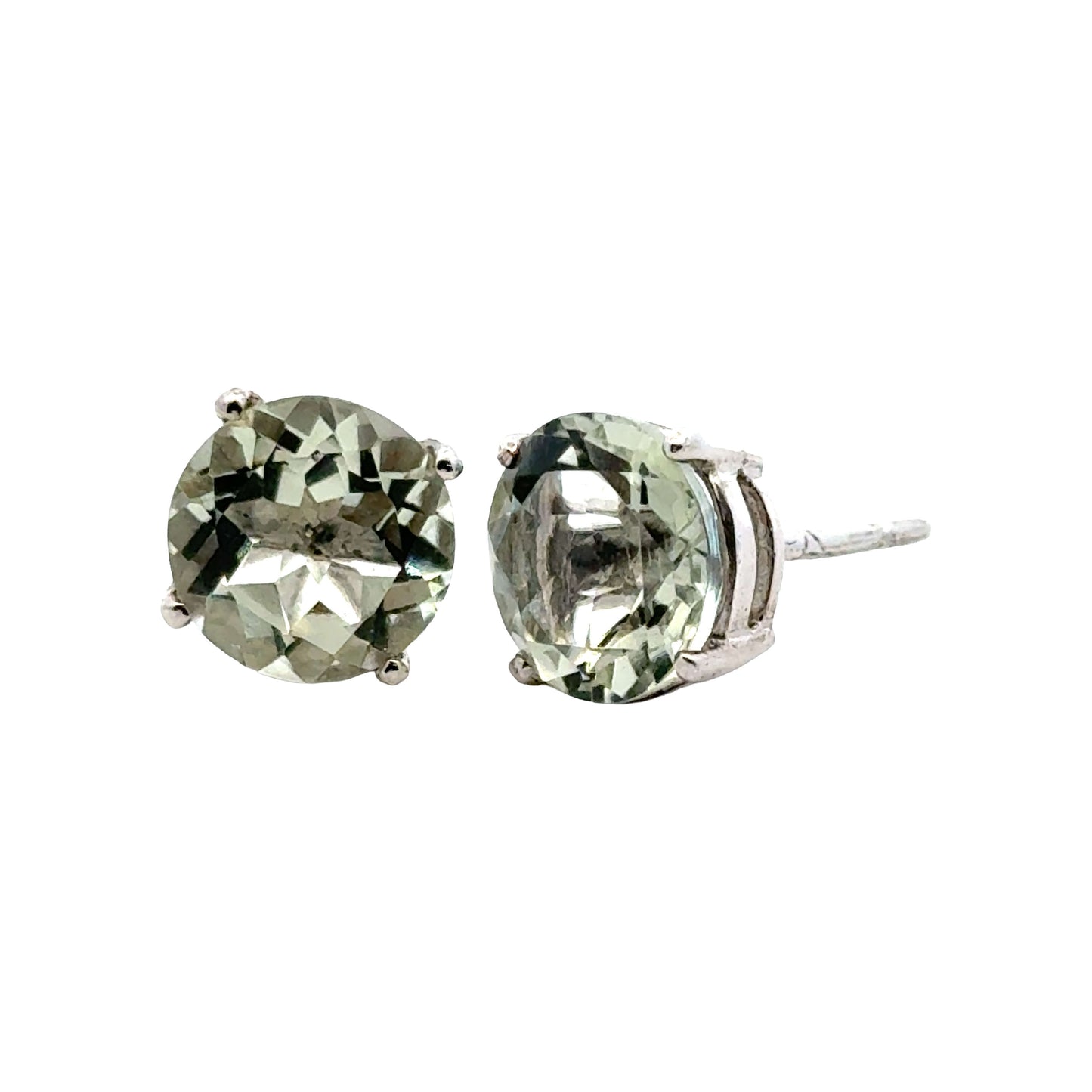Handmade Round Presiolite Earrings in 925 Sterling Silver - Prong Set Style