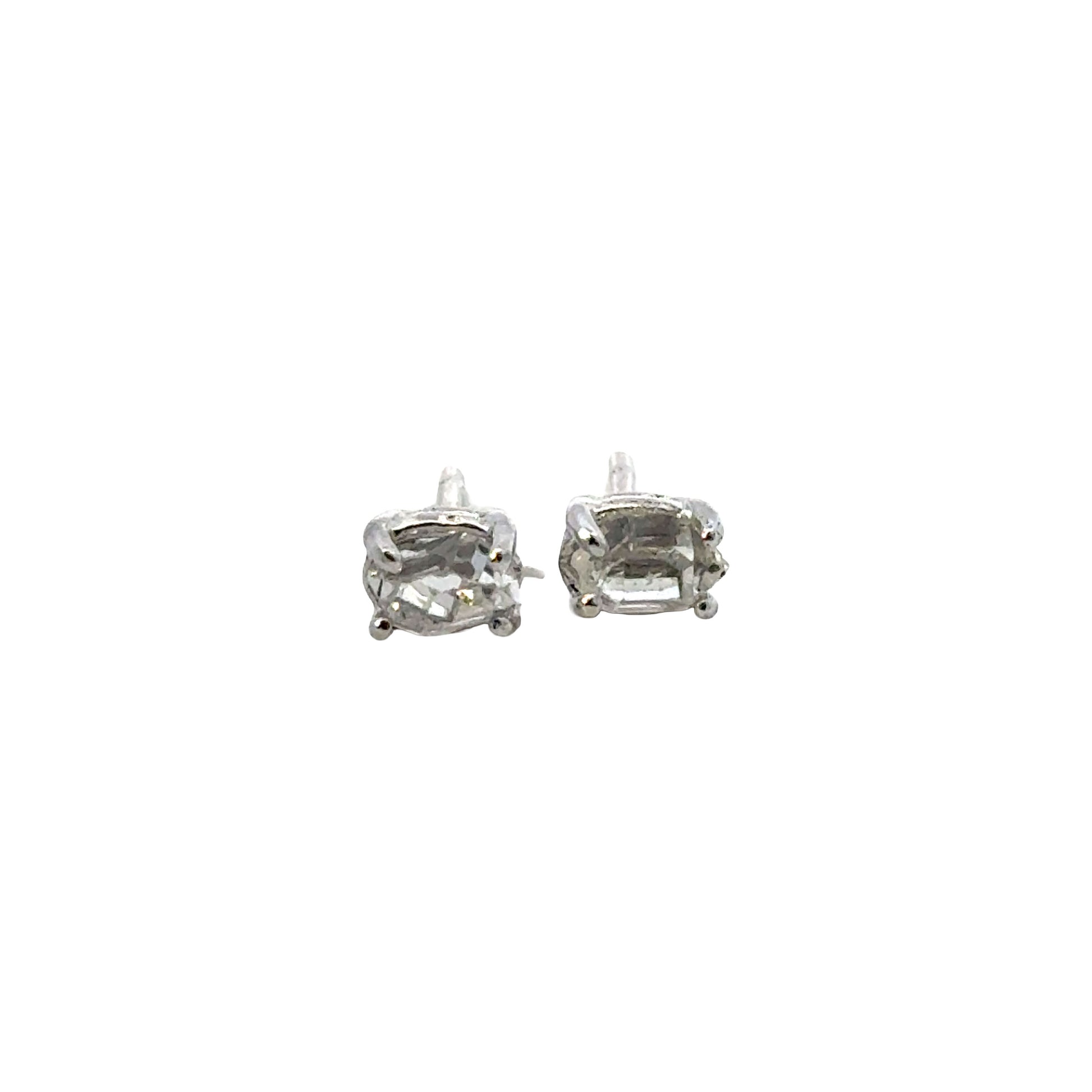 Handmade Oval Herkimer Diamond Earrings in 925 Sterling Silver - Prong Set Style