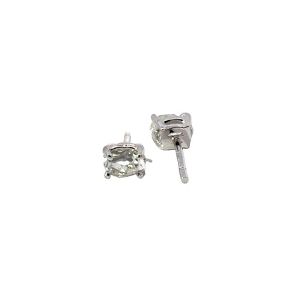 Handmade Oval Herkimer Diamond Earrings in 925 Sterling Silver - Prong Set Style