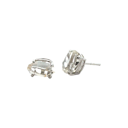 Handmade Oval Herkimer Diamond Earrings in 925 Sterling Silver - Prong Set Style