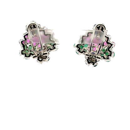 Ruby, Emerald & Sapphire Jewelry Set – Handmade Natural Ruby, Emerald & Sapphire Earrings, Pendant & Ring in 925 Sterling Silver, Rhodium Plated (Each Piece Also Sold Separately)