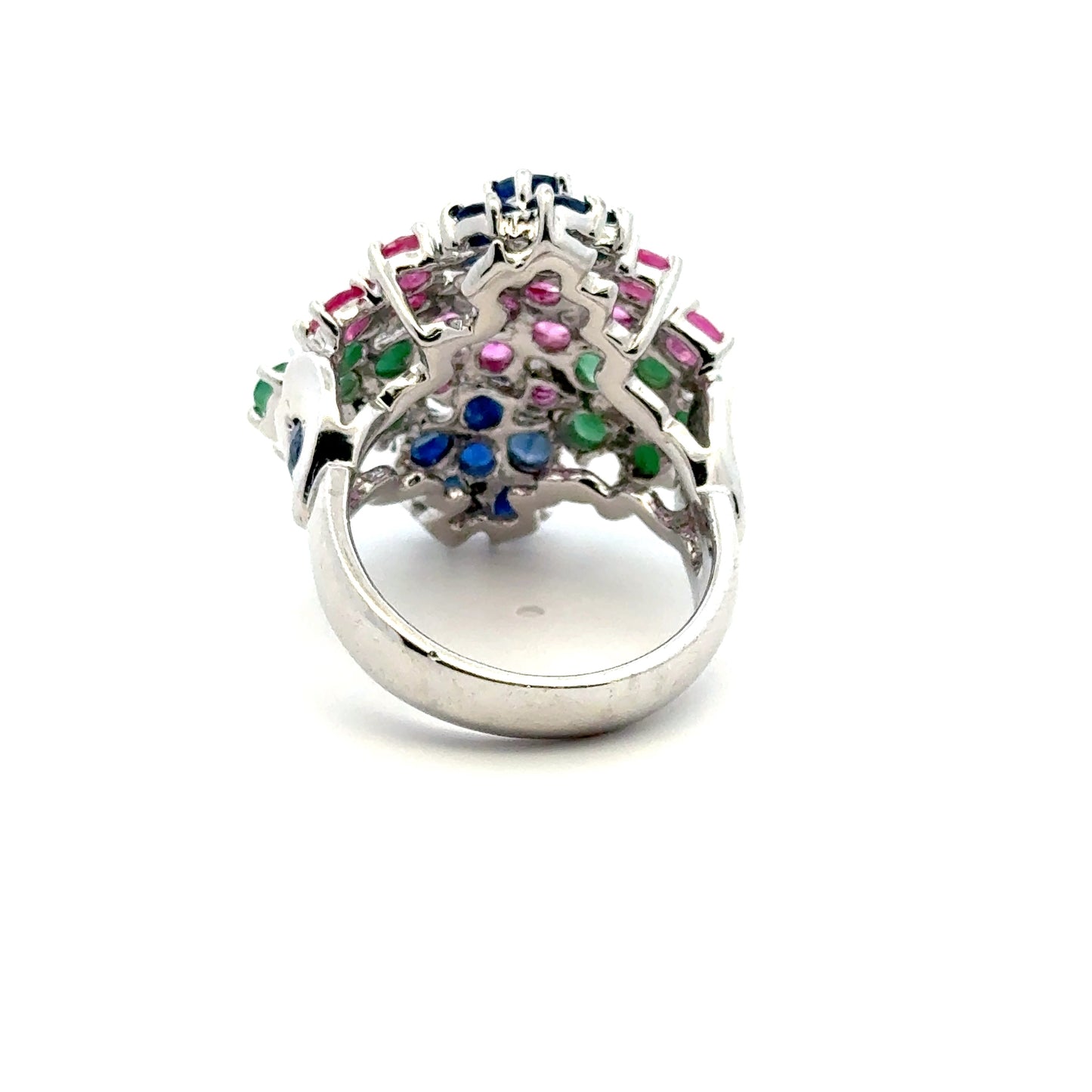 Ruby, Emerald & Sapphire Jewelry Set – Handmade Natural Ruby, Emerald & Sapphire Earrings, Pendant & Ring in 925 Sterling Silver, Rhodium Plated (Each Piece Also Sold Separately)