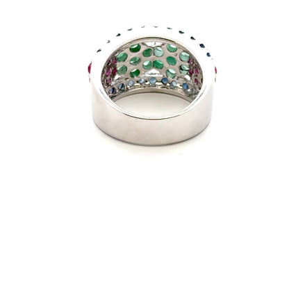 Ruby, Emerald & Sapphire Jewelry Set – Handmade Natural Ruby, Emerald & Sapphire Earrings, Pendant & Ring in 925 Sterling Silver, Rhodium Plated (Each Piece Also Sold Separately)