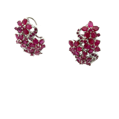 Ruby Jewelry Set – Handmade Natural Ruby Earrings, Pendant & Ring in 925 Sterling Silver, Rhodium Plated (Each Piece Also Sold Separately)