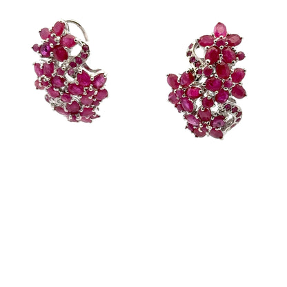 Ruby Jewelry Set – Handmade Natural Ruby Earrings, Pendant & Ring in 925 Sterling Silver, Rhodium Plated (Each Piece Also Sold Separately)