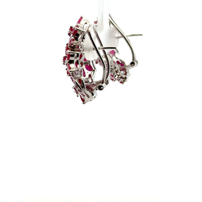 Ruby Jewelry Set – Handmade Natural Ruby Earrings, Pendant & Ring in 925 Sterling Silver, Rhodium Plated (Each Piece Also Sold Separately)